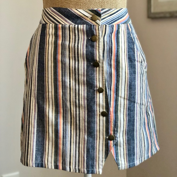 Altar’d State Striped Button A Line Skirt - Picture 8 of 13